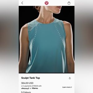 Lulu lemon sculpt tank top in color Tidal Teal